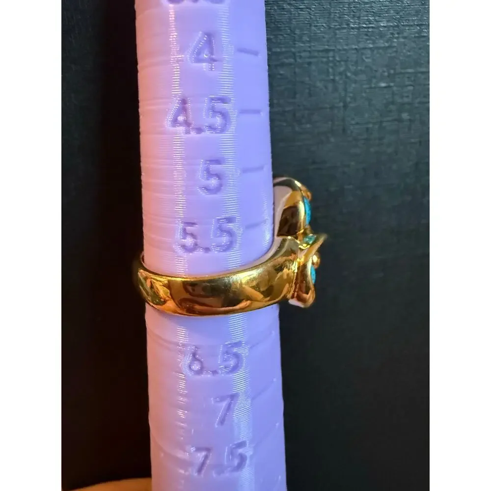 TJ Fallon Jewelry Turquoise & Rhinestone Cluster Ring Size 6 - Picture 4 of 6